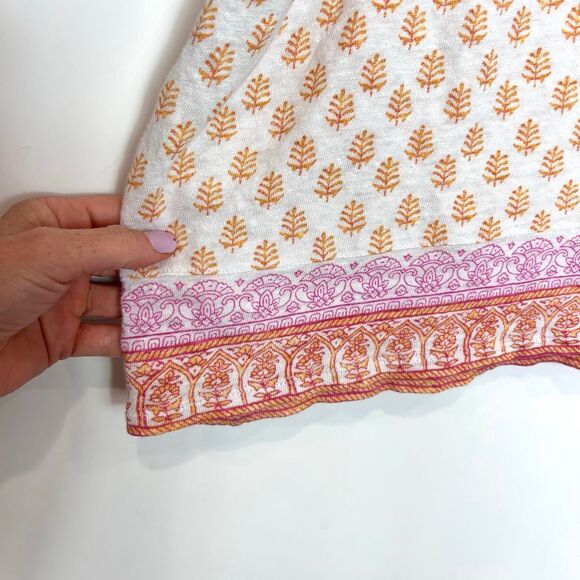 J. Jill Love Linen Knit Tee Short Sleeve Top Boho block stamp Pattern Shirt XL - Picture 4 of 11